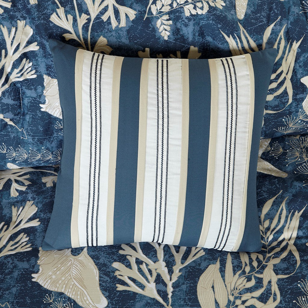 7 Piece Cotton Sateen Comforter Set Blue California King