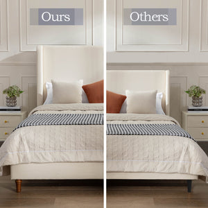 Harper Tall Headboard Upholstered Bed in Ivory Boucle, California King