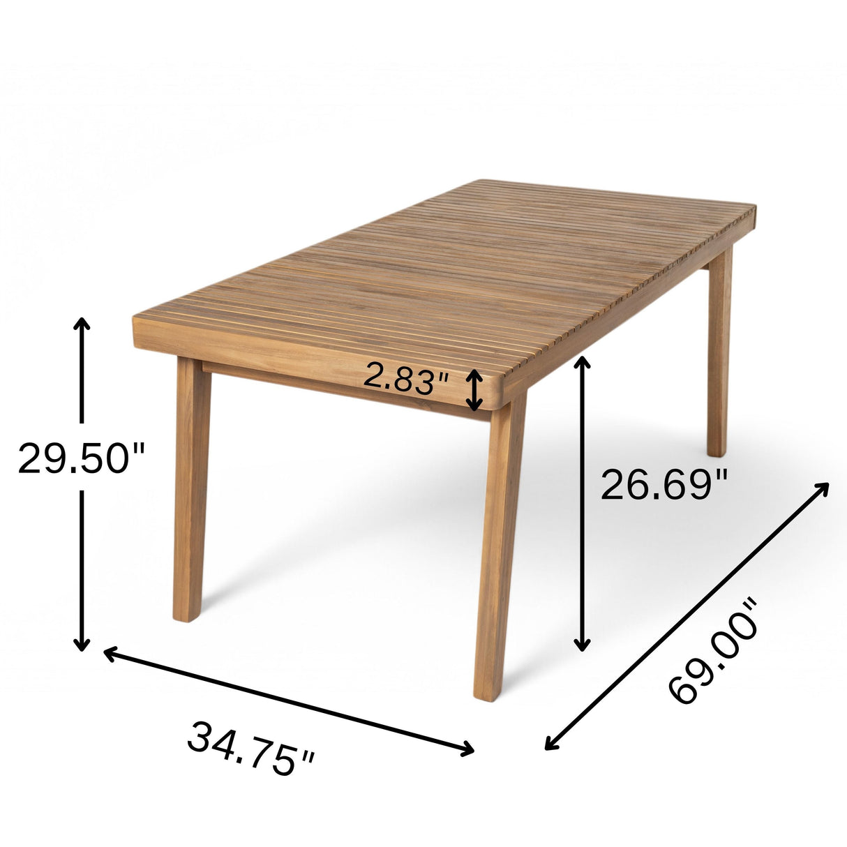 7-Piece Outdoor Acacia Wood Dining Set, 69" Rectangular Patio Table & 6 Mix