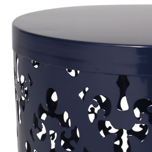 Modern Iron Cut Design End Table (Set of 2) - Navy Blue