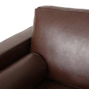 Sophisticated Club Chair with Relaxing Comfort in Dark Brown Faux Leather and Birch Wood