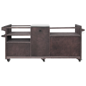 K&K 80.5' Outdoor Kitchen Island for Big Green Egg & Blackstone Griddle