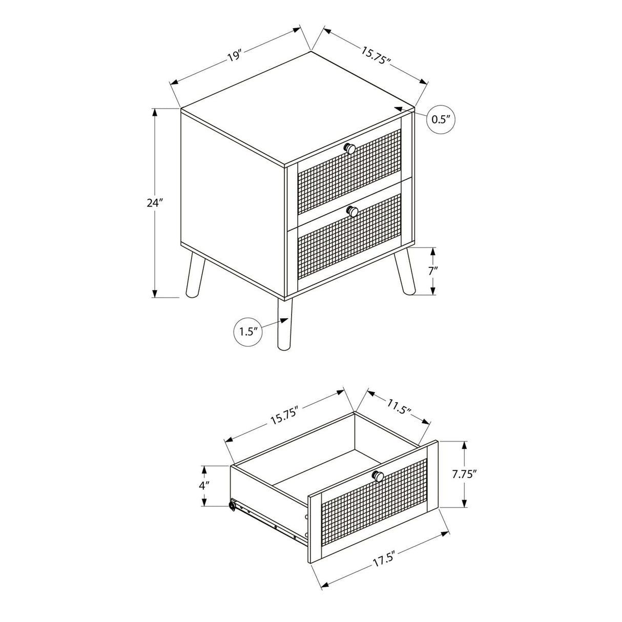 Accent Table & Storage Drawers - White