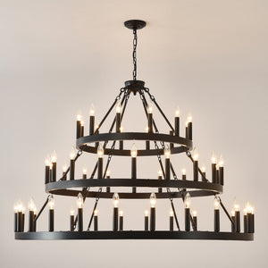 39.37 Inch 3-Tiers Wagon Wheel Chandelier