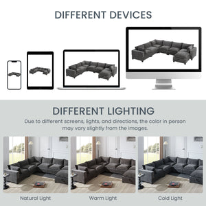 117.5'' Modular Sectional Sofa with Movable Storage Ottoman
