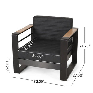 Giovanna Club Chair Set With Aluminum Frame