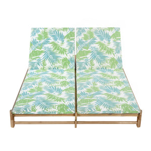 Light Teak Acacia Wood Double Chaise Lounger Set