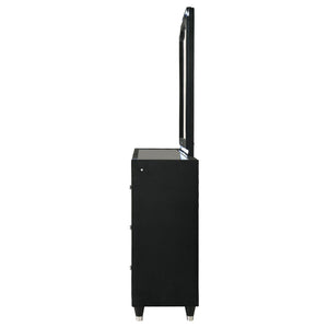 Lorient 8-drawer LED Flame Box Dresser and Mirror Black