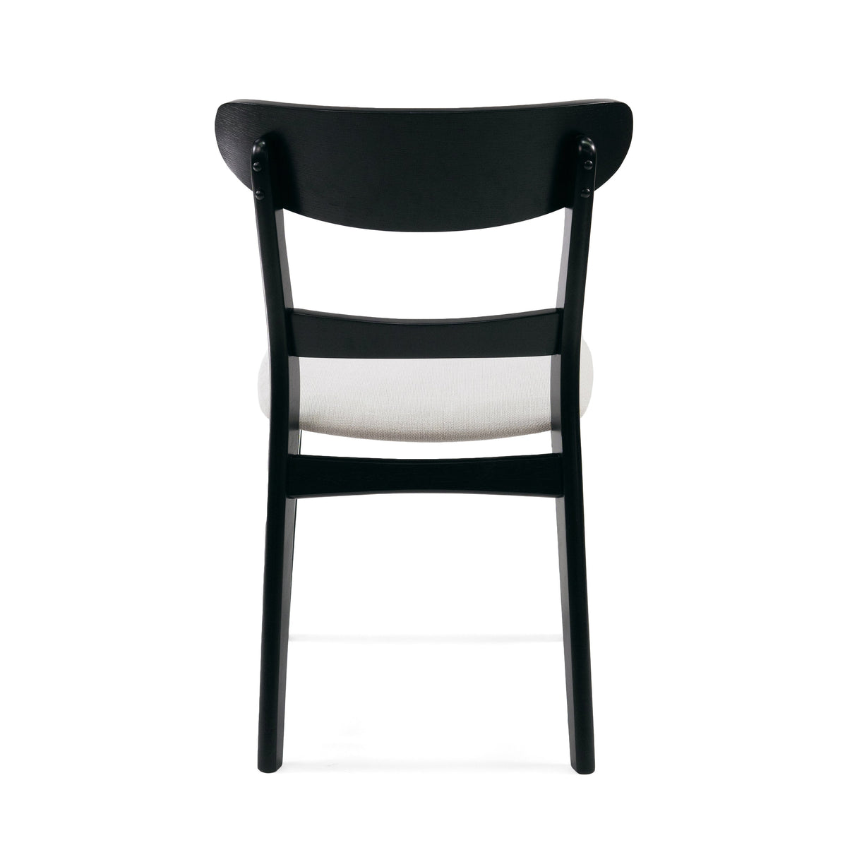 Set of 2 Mid-Century Dining Chairs - Upholstered Seat, Rubberwood Legs