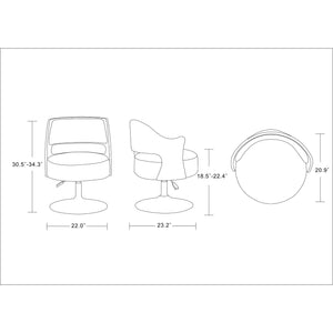 Salon - Swivel Lounge Chair 2 Tone Design With Adjustable Height And Full Swivel For Living Room - White