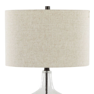 Botella - Contemporary Table Lamp Built In USB Port (Set of 2) - Clear / Oil Bronze / Natural