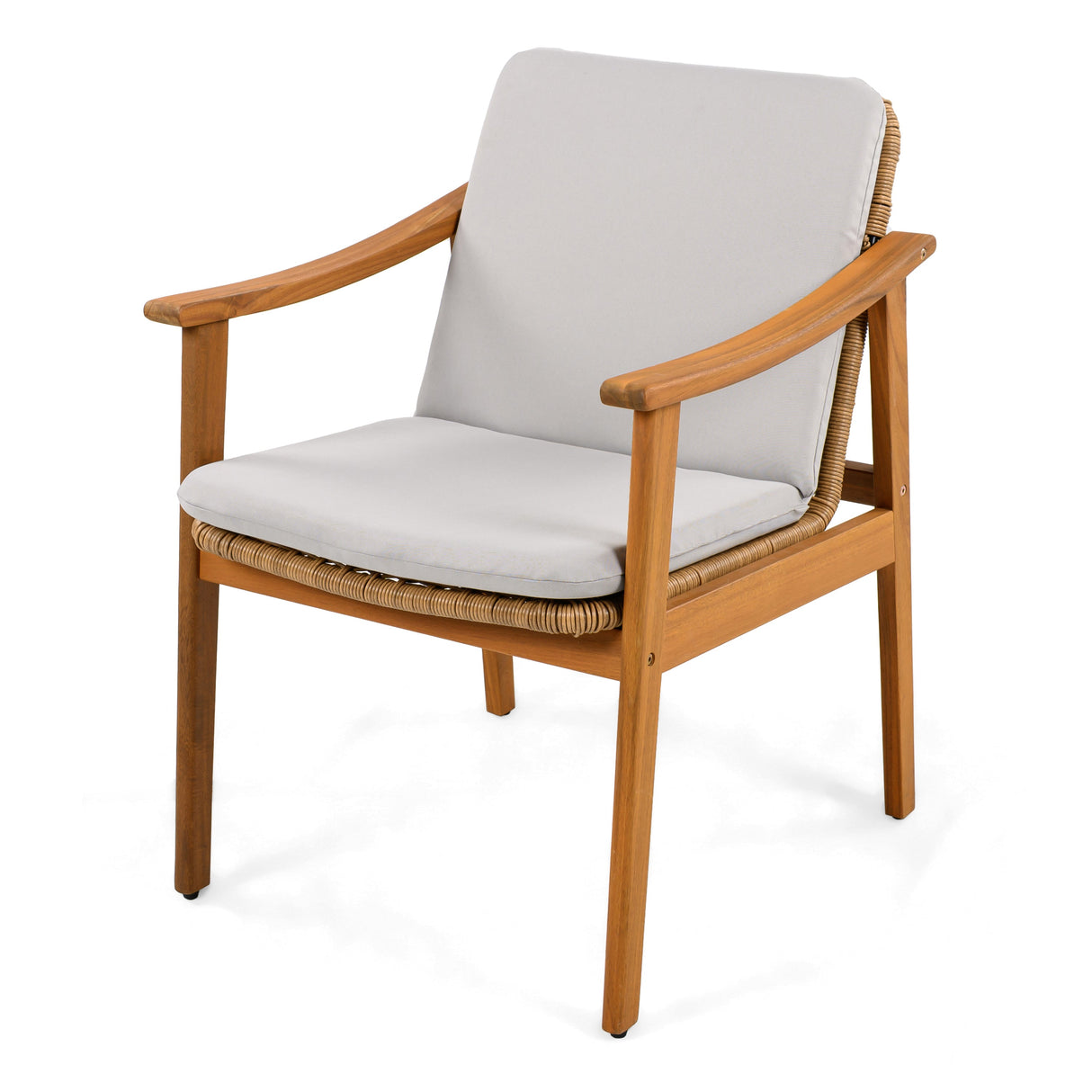 Outdoor Dining Chairs Set of 2, Teak Color Acacia Wood Frame