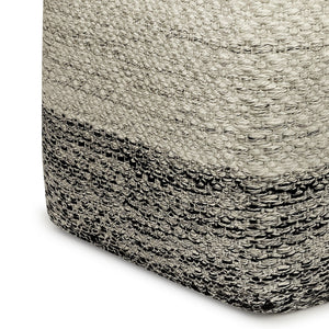 Macie - Square Woven Outdoor / Indoor Pouf - Gray / White