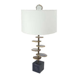 Smoke Agate-Slice Table Lamp with Marble Base