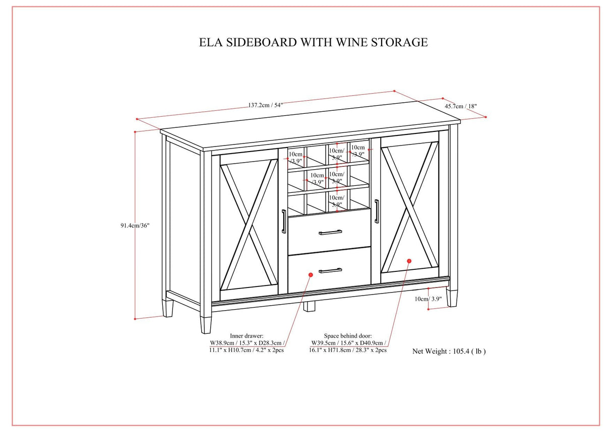 Ela - Sideboard With Wine Storage - Smoky Brown
