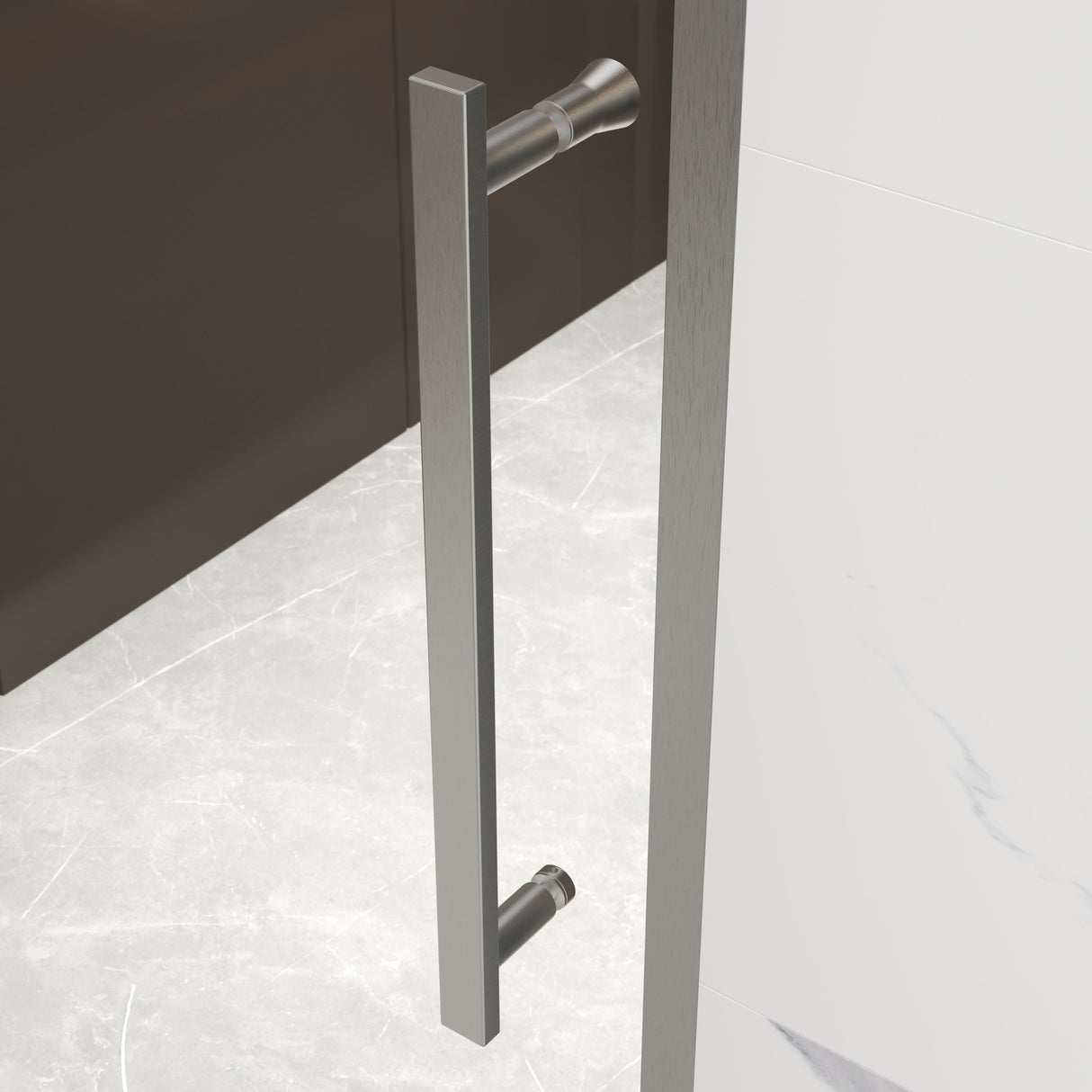 44-48"W x 74"H Pivot Shower Door with Brushed Nickel Finish