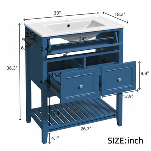 30" Navy Blue Bathroom Vanity