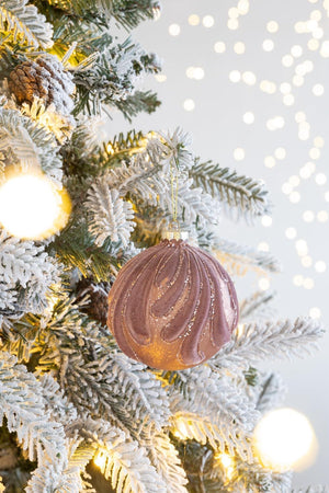 Decorative Hanging Glass Christmas Ball Ornaments - Set of 6 with Elegant Glass Design - Pearl Silver or Purple