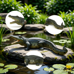 23' Simulated Crocodile Garden Statue, Resin Animal Ornament