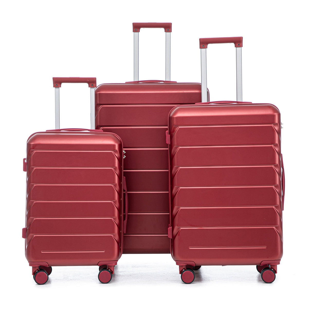 Set of 3 ABS Spinner Wheel Luggage in Wine Red - 20", 24", and 28"