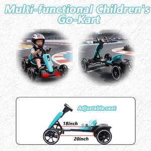 Electric Kids Pedal Go Kart With Adjustable Seat, Foldable Design