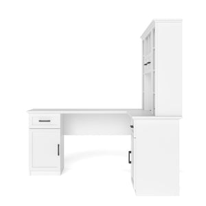 L-Shaped Computer Desk with 2 Cabinets and 2 Drawers