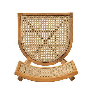 Netro Acacia Wood Dining Chair with Light Brown Wicker