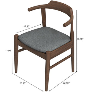 Mid-Century Modern Dining Chair Set of 2 with Solid Wood Frame - Dark Gray or Black
