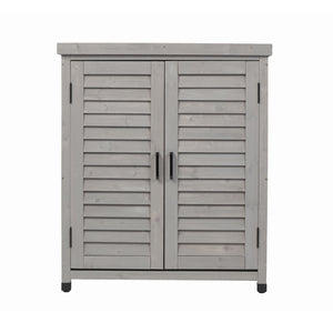 Potting Bench With Storage Cabinet And Metal Table Top For Outdoor