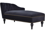 58" Velvet Chaise Lounge with Nailhead Trim and Solid Wood Legs