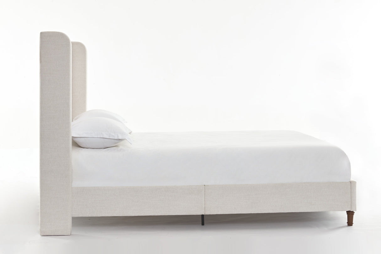 Harper upholstered bed, 54" headboard, textured ivory canvas