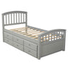 Platform Storage Bed Solid Wood Bed With 6 Drawers