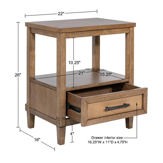 Nightstand with Bottom Drawer and Open Shelf