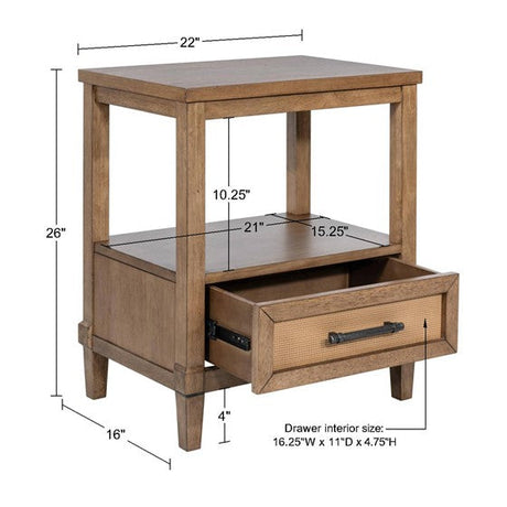 Nightstand with Bottom Drawer and Open Shelf