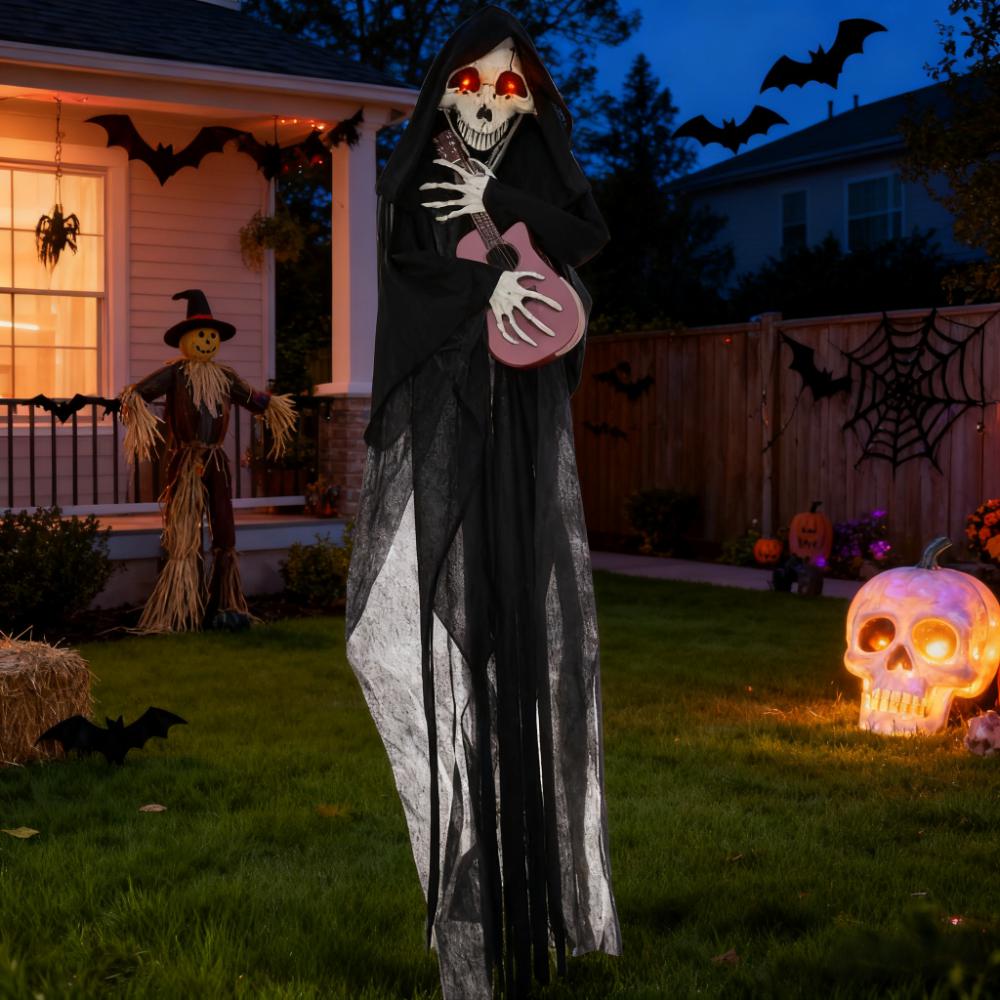 Guitar-Playing Grim Reaper Outdoor Halloween Decoration