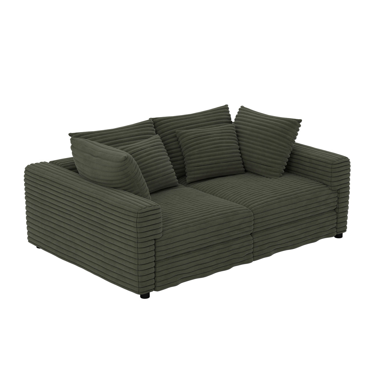Convertible Deep Seat Sofa With Soft Pillows And Ottomans