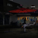 10ft Solar LED Offset Hanging Market Patio Umbrella (Orange)