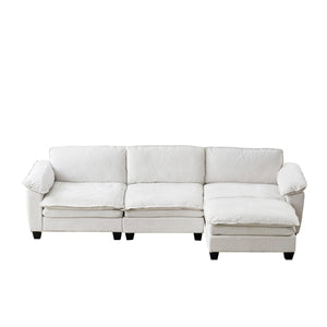 Living Room Furniture Sofa Luxury Couch with Ottoman Soft Chenille Upholstered L Shape Sofa Beige