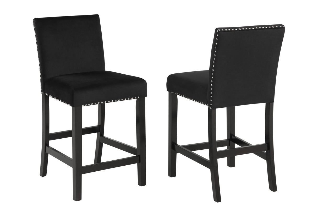 5pc counter height dining set square white faux marble table black velvet upholstered tufted nail head chairs wooden leg - Tuesday Morning - Kitchen & Dining Furniture Sets