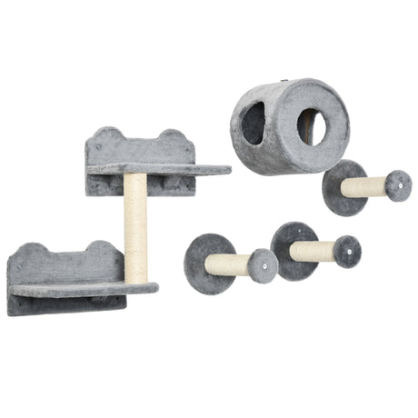 5PCs-Cat-Wall-Shelves,-Pet-Wall-mounted-Climbing-Shelf-Set,-Kitten-Activity-Center-with-Condo-Pet-Supplies