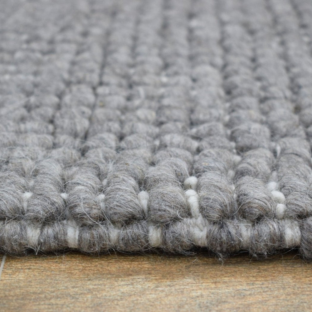 Modern Solid Pattern Gray Hand Woven Wool Area Rug