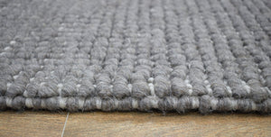 Modern Solid Pattern Gray Hand Woven Wool Area Rug