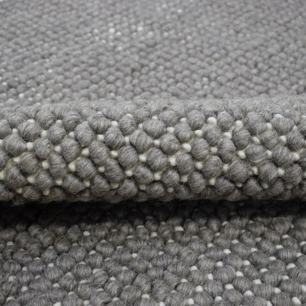 Modern Solid Pattern Gray Hand Woven Wool Area Rug