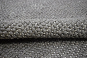 Modern Solid Pattern Gray Hand Woven Wool Area Rug