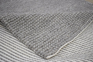 Modern Solid Pattern Gray Hand Woven Wool Area Rug