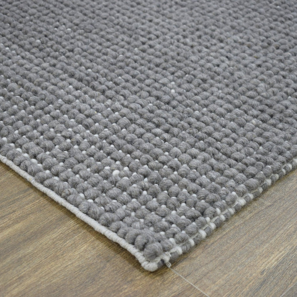 Modern Solid Pattern Gray Hand Woven Wool Area Rug