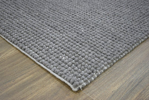 Modern Solid Pattern Gray Hand Woven Wool Area Rug