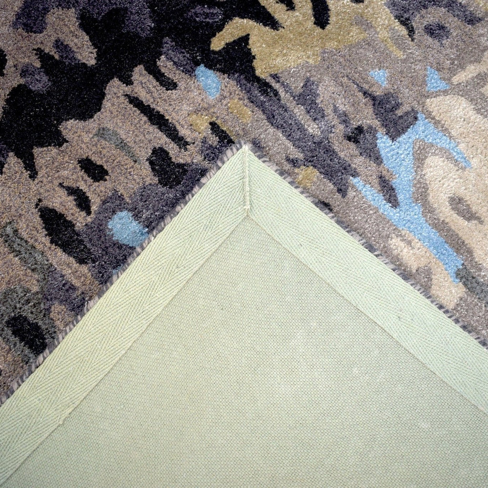 Modern Abstract Blue and Gray Hand Tufted Wool 5x8 Area Rug