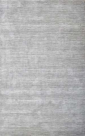 Modern Solid Silver Hand Loom Wool 5x8 Area Rug