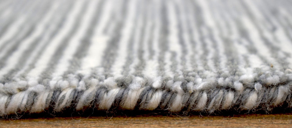 Modern Solid Silver Hand Loom Wool 5x8 Area Rug